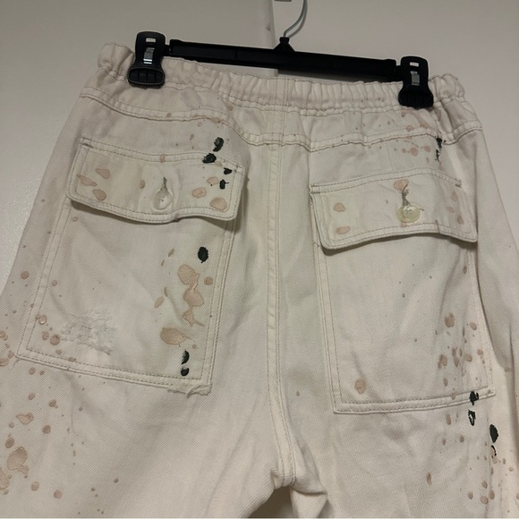 Free People Mixed Up Cotton Distressed Utility White Jeans Size XS - Picture 8 of 10